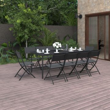 vidaXL Set mobilier de exterior, 11 piese, oțel