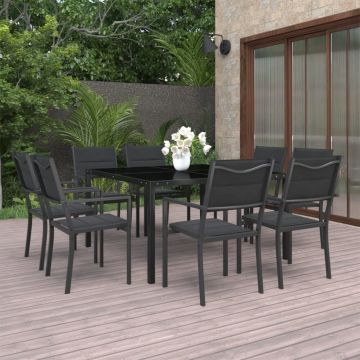 vidaXL Set mobilier de exterior, 9 piese, oțel