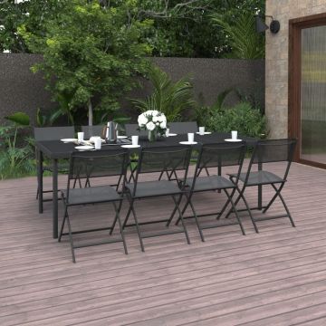 vidaXL Set mobilier de exterior, 9 piese, oțel