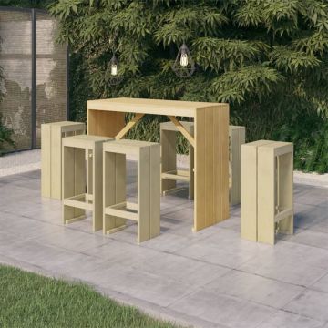 vidaXL Set mobilier de bar de grădină, 7 piese, lemn de pin tratat