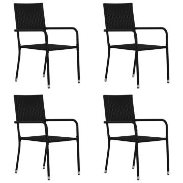 vidaXL Set mobilier de grădină, 5 piese, negru, poliratan