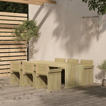 vidaXL Set mobilier de grădină, 7 piese, lemn de pin tratat