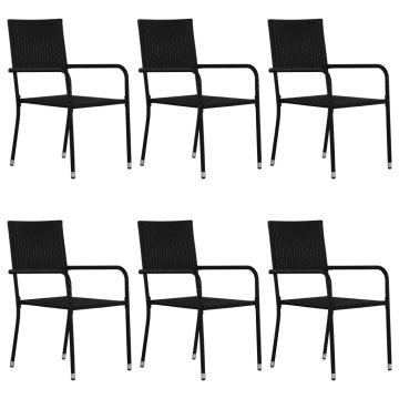 vidaXL Set mobilier de grădină, 7 piese, negru, poliratan