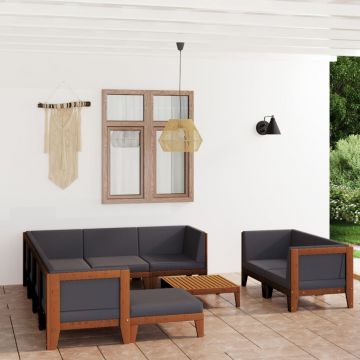 vidaXL Set mobilier grădină cu perne, 10 piese, lemn masiv de acacia