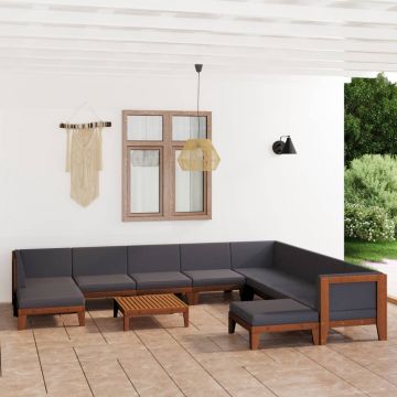 vidaXL Set mobilier grădină cu perne, 11 piese, lemn masiv acacia