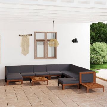 vidaXL Set mobilier grădină cu perne, 12 piese, lemn masiv acacia