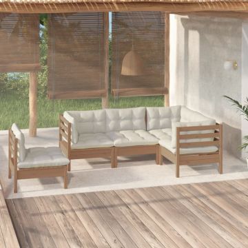 vidaXL Set mobilier grădină cu perne, 5 piese, maro miere, lemn de pin