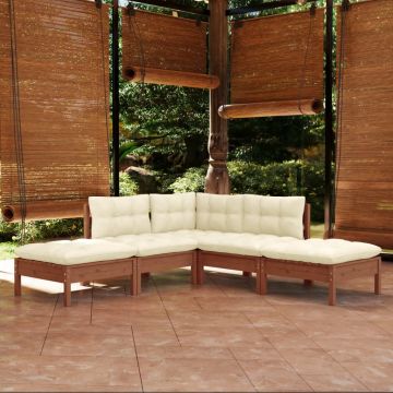 vidaXL Set mobilier grădină cu perne, 5 piese, maro miere, lemn de pin