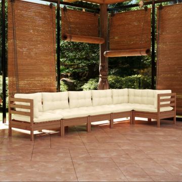 vidaXL Set mobilier grădină cu perne, 6 piese, maro miere, lemn de pin
