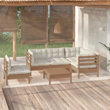 vidaXL Set mobilier grădină cu perne, 6 piese, maro miere, lemn de pin