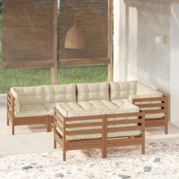 vidaXL Set mobilier grădină cu perne, 7 piese, maro miere, lemn de pin
