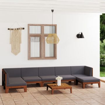vidaXL Set mobilier grădină cu perne, 8 piese, lemn masiv acacia