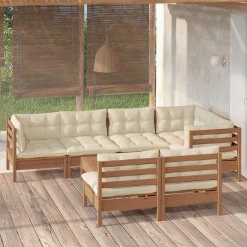 vidaXL Set mobilier grădină cu perne, 8 piese, maro miere, lemn de pin vidaXL Set mobilier grădină cu perne, 8 piese, maro miere, lemn de pin