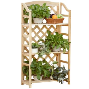 Outsunny Raft Pliabil pentru Plante cu 4 Nivele Reglabile din Lemn pentru Grădină și Interior | Aosom Romania