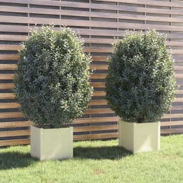 vidaXL Jardiniere de grădină, 2 buc., alb, 40x40x40 cm, lemn masiv pin