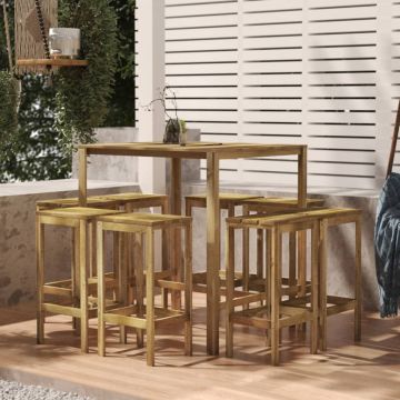 vidaXL Set mobilier de bar de grădină, 9 piese, lemn de pin tratat