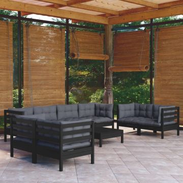 vidaXL Set mobilier de grădină cu perne, 9 piese, lemn masiv de pin