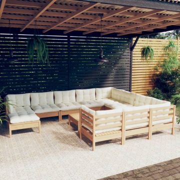 vidaXL Set mobilier grădină cu perne 12 piese maro miere lemn de pin