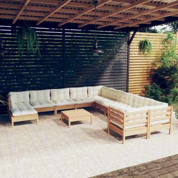 vidaXL Set mobilier grădină cu perne, 12 piese, maro miere lemn de pin