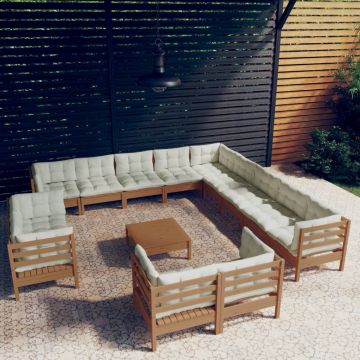 vidaXL Set mobilier grădină cu perne, 14 piese maro miere, lemn de pin