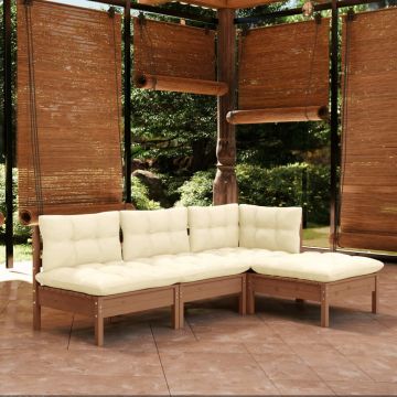 vidaXL Set mobilier grădină cu perne, 4 piese, maro miere, lemn de pin