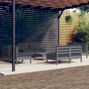 vidaXL Set mobilier grădină cu perne, 5 piese, antracit, lemn de pin