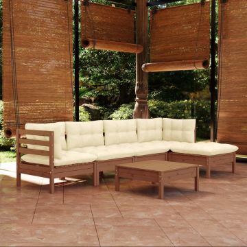 vidaXL Set mobilier grădină cu perne, 6 piese, maro miere, lemn de pin