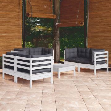 vidaXL Set mobilier grădină cu perne, 7 piese, lemn masiv de pin