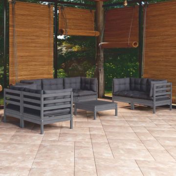 vidaXL Set mobilier grădină cu perne, 8 piese, lemn masiv pin