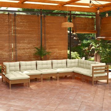 vidaXL Set mobilier grădină cu perne, 8 piese, maro miere, lemn de pin