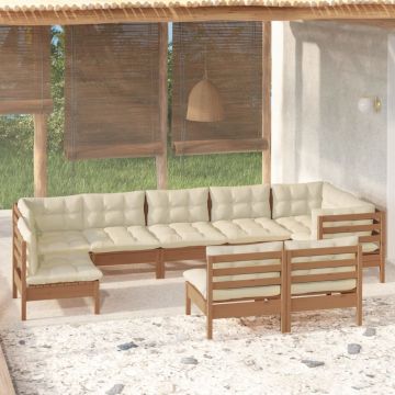 vidaXL Set mobilier grădină cu perne, 9 piese, maro miere, lemn de pin