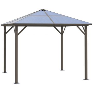 Foisor de Gradina Outsunny cu Acoperis Policarbonat, cadru aluminiu, Cafeniu | Aosom Romania