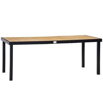 Masa de gradina Outsunny pentru 8 Persoane din Aluminiu, din Plastic pentru Terasa si Balcon, Negru si Culoare Lemn | Aosom RO Masa de gradina Outsunny pentru 8 Persoane din Aluminiu, din Plastic pentru Terasa si Balcon, Negru si Culoare Lemn | Aosom RO