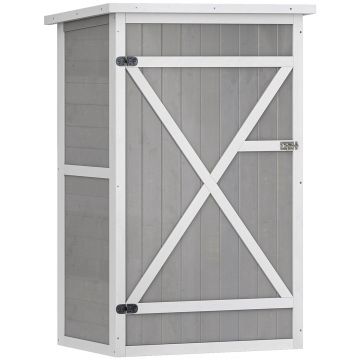 Outsunny Casuta de Gradina din Lemn, sopron cu Acoperis Impermeabil, magazie pentru Unelte de Exterior cu 2 Etajere | Aosom Romania