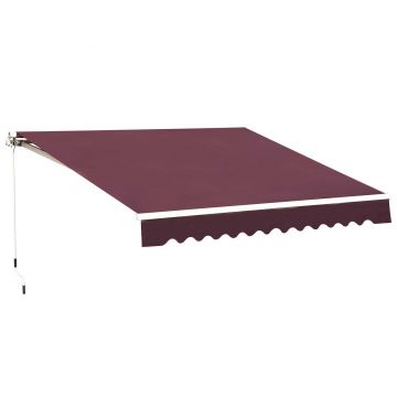 Copertina de Soare Outsunny Reglare cu Manivela, Aluminiu, Poliester, 295x250cm, Rosu Inchis | Aosom RO