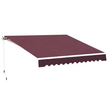 Copertina de Soare pentru Exterior Reglare cu Manivela, din Aluminiu si Poliester, 295x250cm, Rosu Inchis Outsunny | Aosom RO