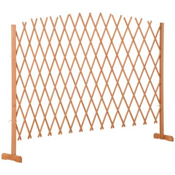 Outsunny Gard pentru Gradina Extensibil din Lemn 150cm, Gard de Lemn cu Spalier Grilaj Autoportant pentru Exterior, Portocaliu | Aosom RO
