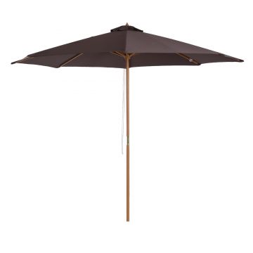 Umbrela de Gradina Outsunny, Stalp din Lemn si Sipci, Poliester, Φ300x250cm, Cafeniu | Aosom RO