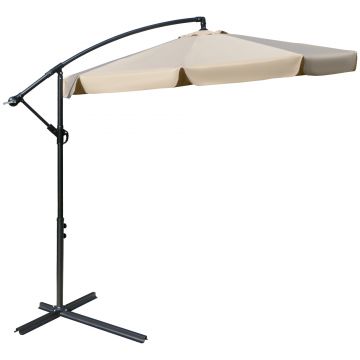 Outsunny Umbrela de Soare pentru Gradina cu Brat Parasolar din Metal, Regllabil , Φ265x265cm, Maro Deschis Aosom Ro