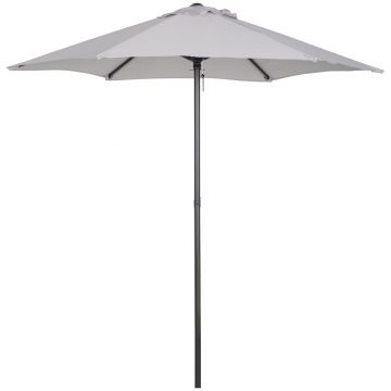 Outusnny Umbrela de Gradina cu Deschidere cu Manivela, Umbrela pentru Exterior din Aluminiu, Φ196x200cm, Gri Deschis