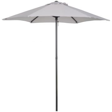 Outsunny Umbrelă Rotundă de Grădină cu Manivelă, Structură din Aluminiu, Φ196x200cm, Gri Deschis | Aosom Romania