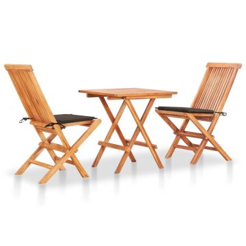 Set masa + 2 scaune pliabile pentru gradina / terasa, din lemn de tec, Arlo Natural / Maro Inchis, L60xl60xH65 cm Set masa + 2 scaune pliabile pentru gradina / terasa, din lemn de tec, Arlo Natural / Maro Inchis, L60xl60xH65 cm