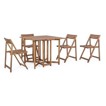 Set mobilier de gradina 5 piese, Noemi, Bizzotto, pliabil, lemn de salcam