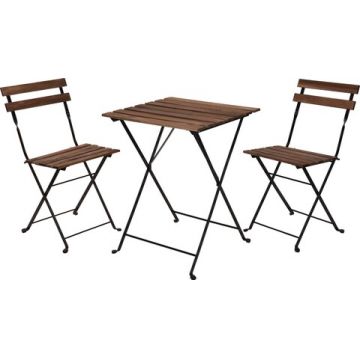 Set mobilier de gradina Bistro Rustic, 3 piese, metal, maro Set mobilier de gradina Bistro Rustic, 3 piese, metal, maro