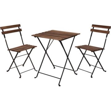 Set mobilier de gradina Bistro Rustic, 3 piese, metal/lemn, maro