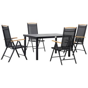 Outsunny Set Mobilier de Gradina din Aluminiu pentru 4 Persoane, 5 Piese, Design Modern, Durabil, Ideal pentru Exterior, Negru | Aosom Romania