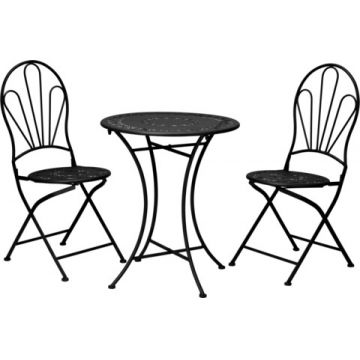 Set mobilier de gradina Romantic Bistro, 3 piese, lemn, negru