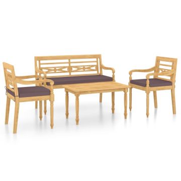 Set mobilier gradina / terasa, Tyron Natural / Gri Inchis, banca 2 locuri + 2 scaune + masa de cafea
