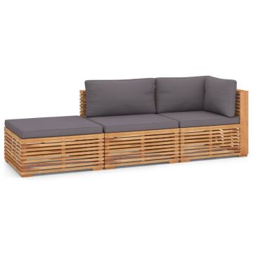 Set mobilier modular pentru gradina / terasa, Kurtis Natural / Gri Inchis, canapea 2 locuri + taburet Set mobilier modular pentru gradina / terasa, Kurtis Natural / Gri Inchis, canapea 2 locuri + taburet