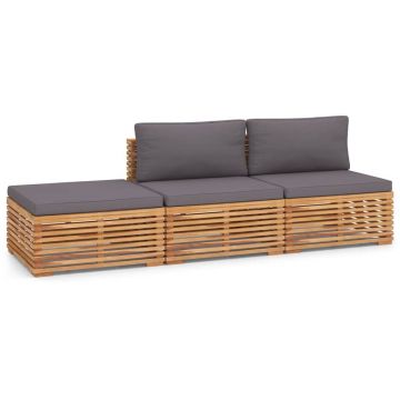 Set mobilier modular pentru gradina / terasa, Thomas Natural / Gri Inchis, canapea 2 locuri + taburet Set mobilier modular pentru gradina / terasa, Thomas Natural / Gri Inchis, canapea 2 locuri + taburet